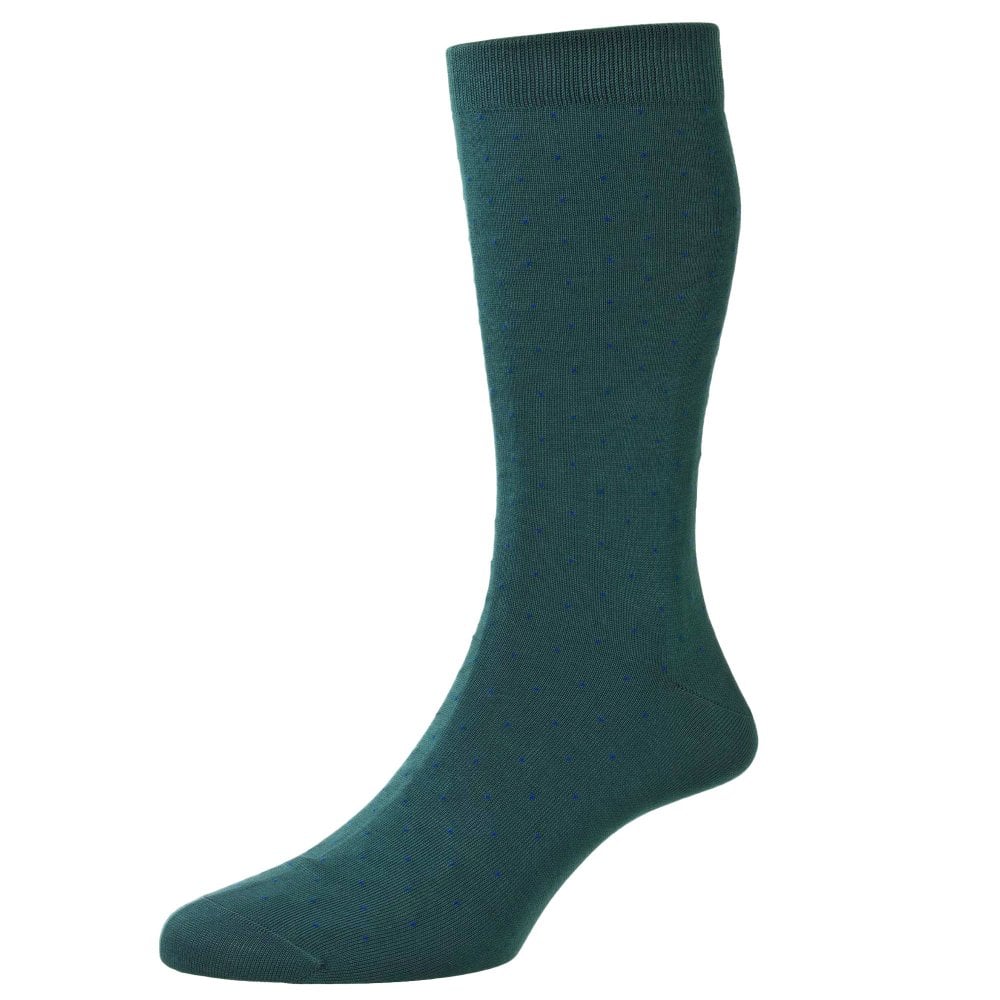 Pantherella "Gadsbury" Egyptian Fil D'Ecosse Bottle Green & Royal Blue Patterned Socks – Size: Size: Large Pantherella "Gadsbury" Egyptian Fil D'Ecosse Bottle Green & Royal Blue Patterned Socks – Size: Size: Large