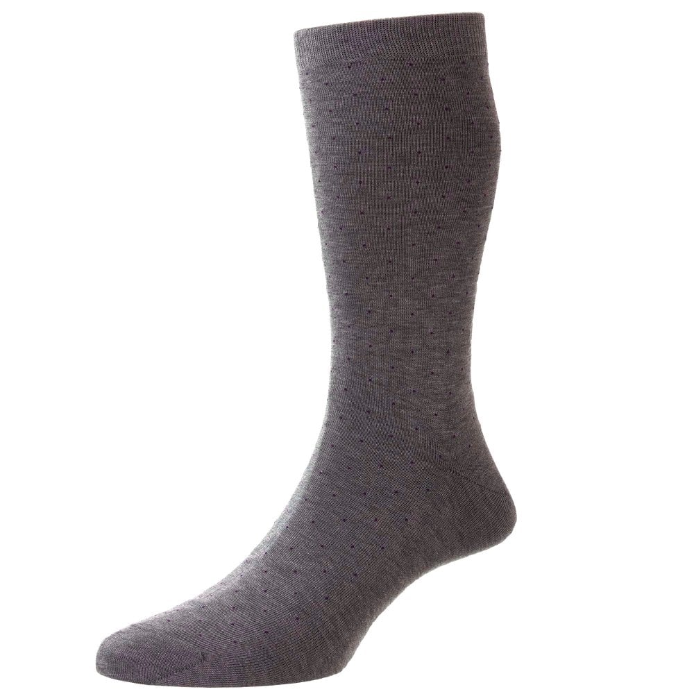Pantherella "Gadsbury" Egyptian Fil D'Ecosse Grey & Burgundy Patterned Socks – Size: Size: Large Pantherella "Gadsbury" Egyptian Fil D'Ecosse Grey & Burgundy Patterned Socks – Size: Size: Large
