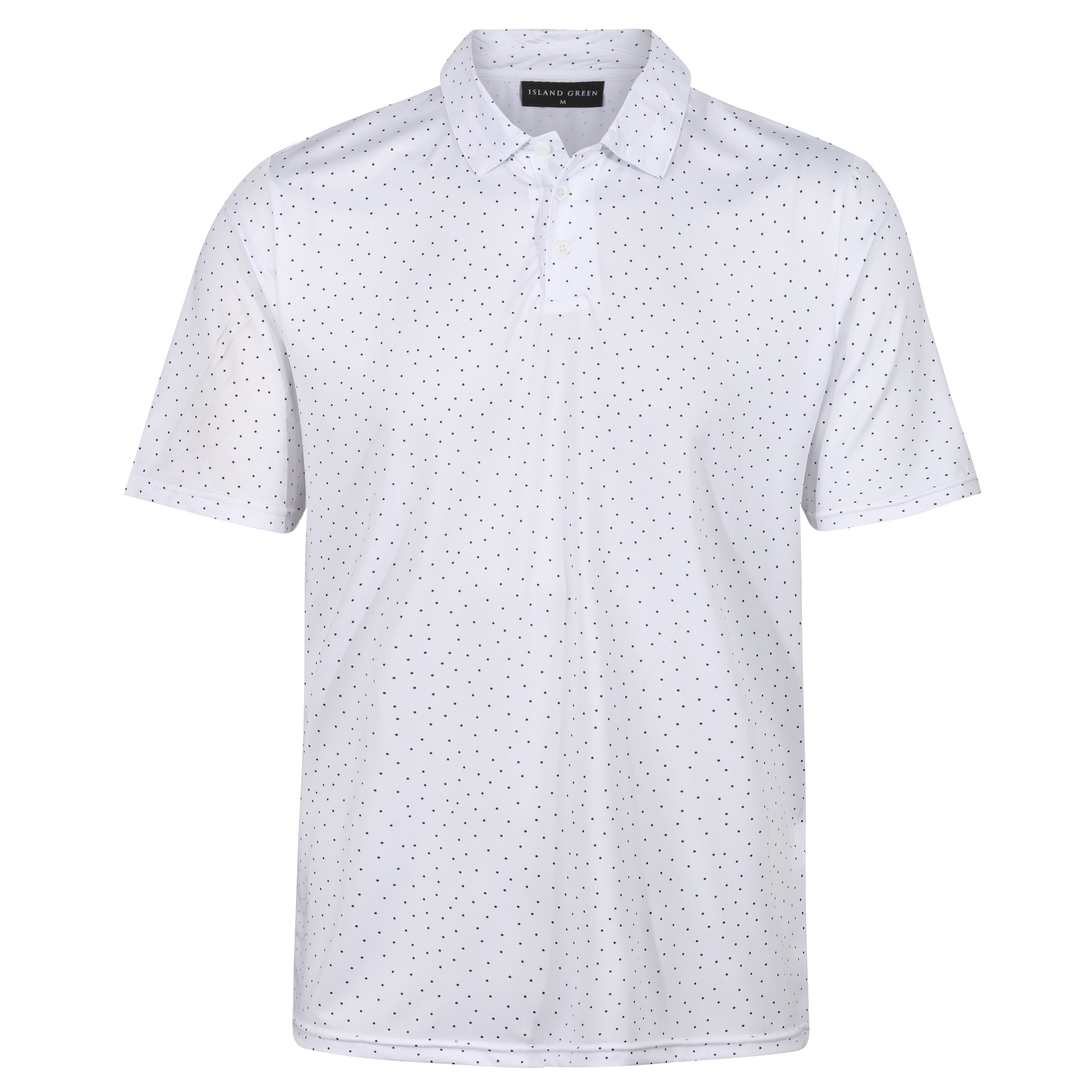 Island Green Dot Print Golf Sport Polo Shirt – White Island Green Dot Print Golf Sport Polo Shirt – White