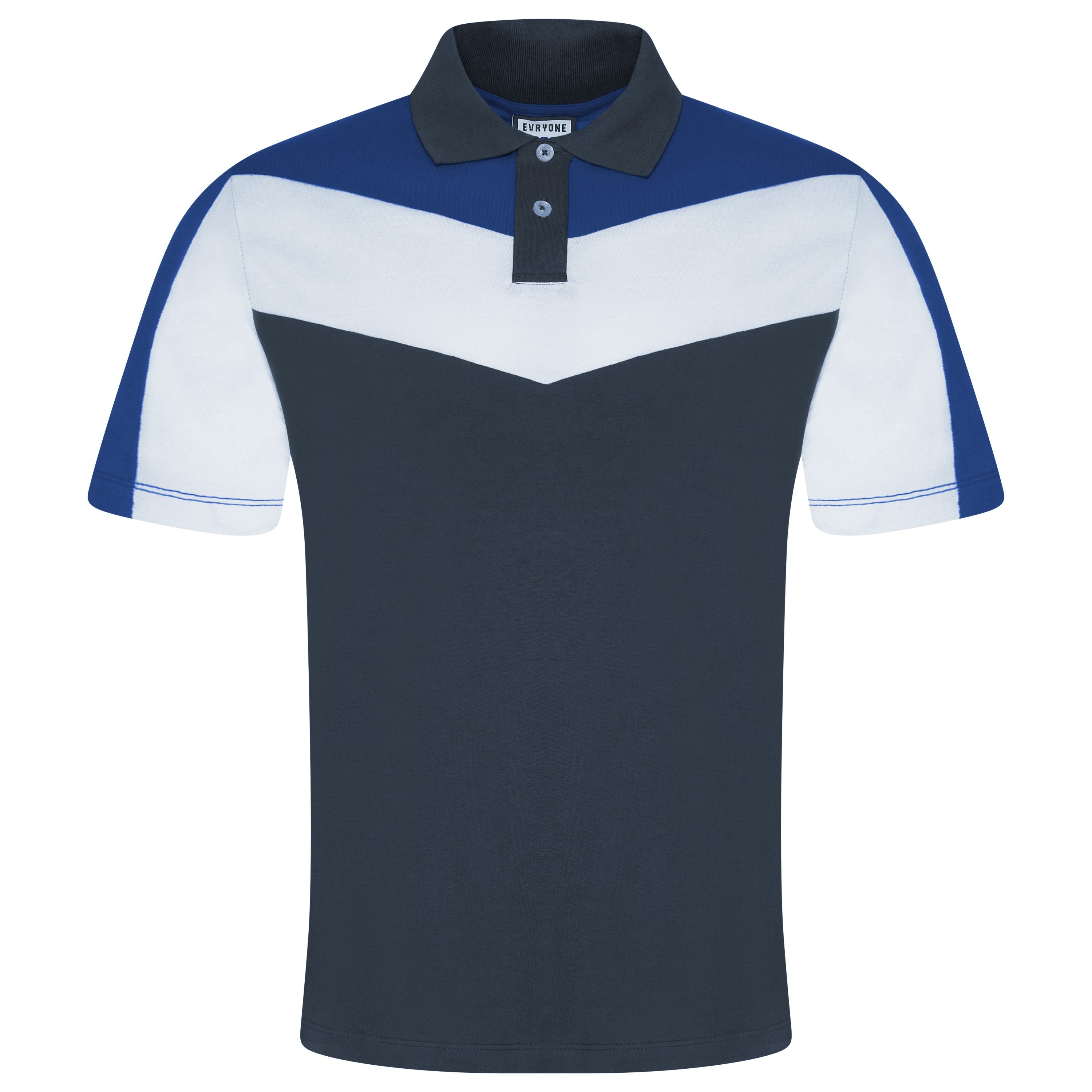 Evryone Contrast Stripe Polo Shirt – L Blue White Navy Evryone Contrast Stripe Polo Shirt – L Blue White Navy