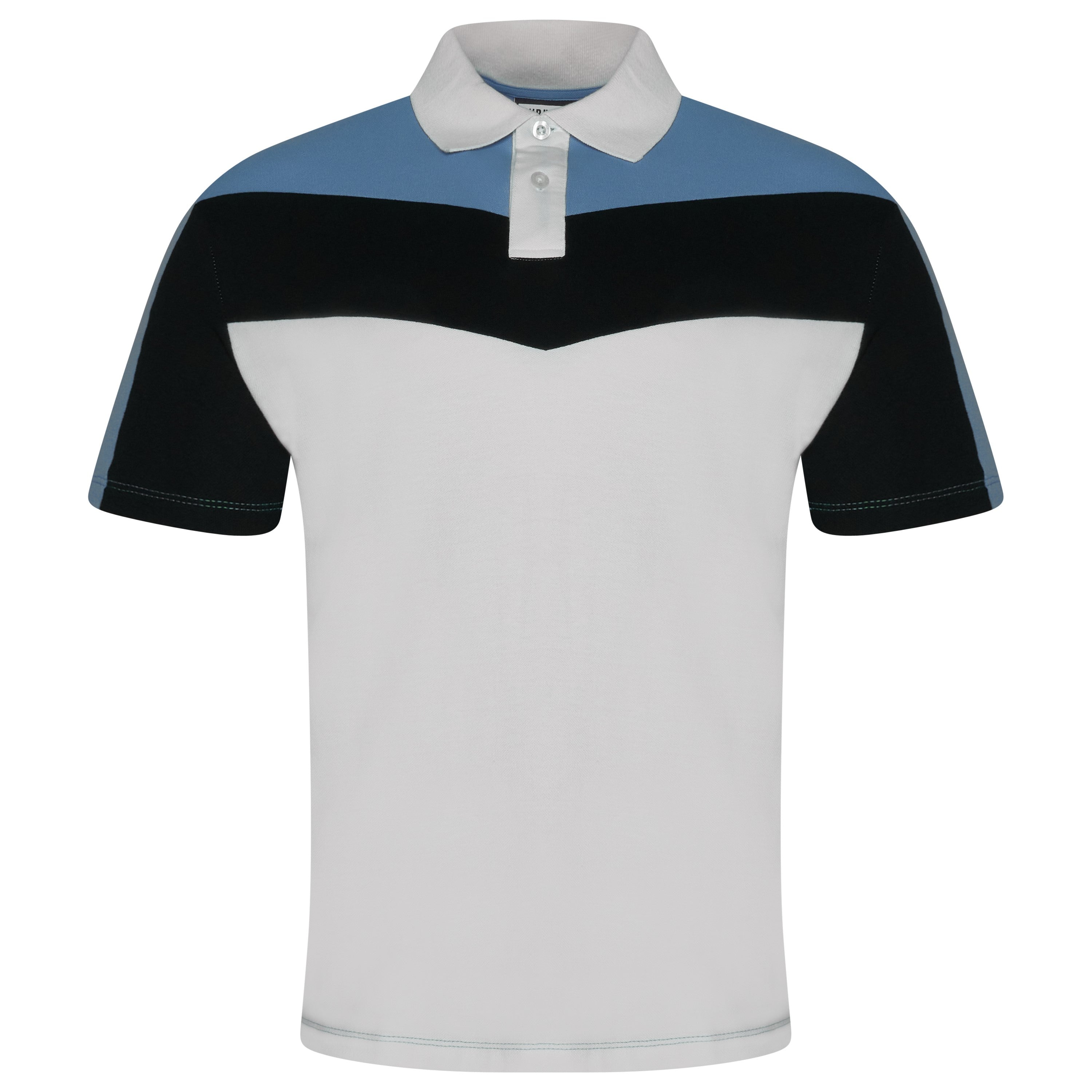 Evryone Contrast Stripe Polo Shirt – M Blue Black White Evryone Contrast Stripe Polo Shirt – M Blue Black White