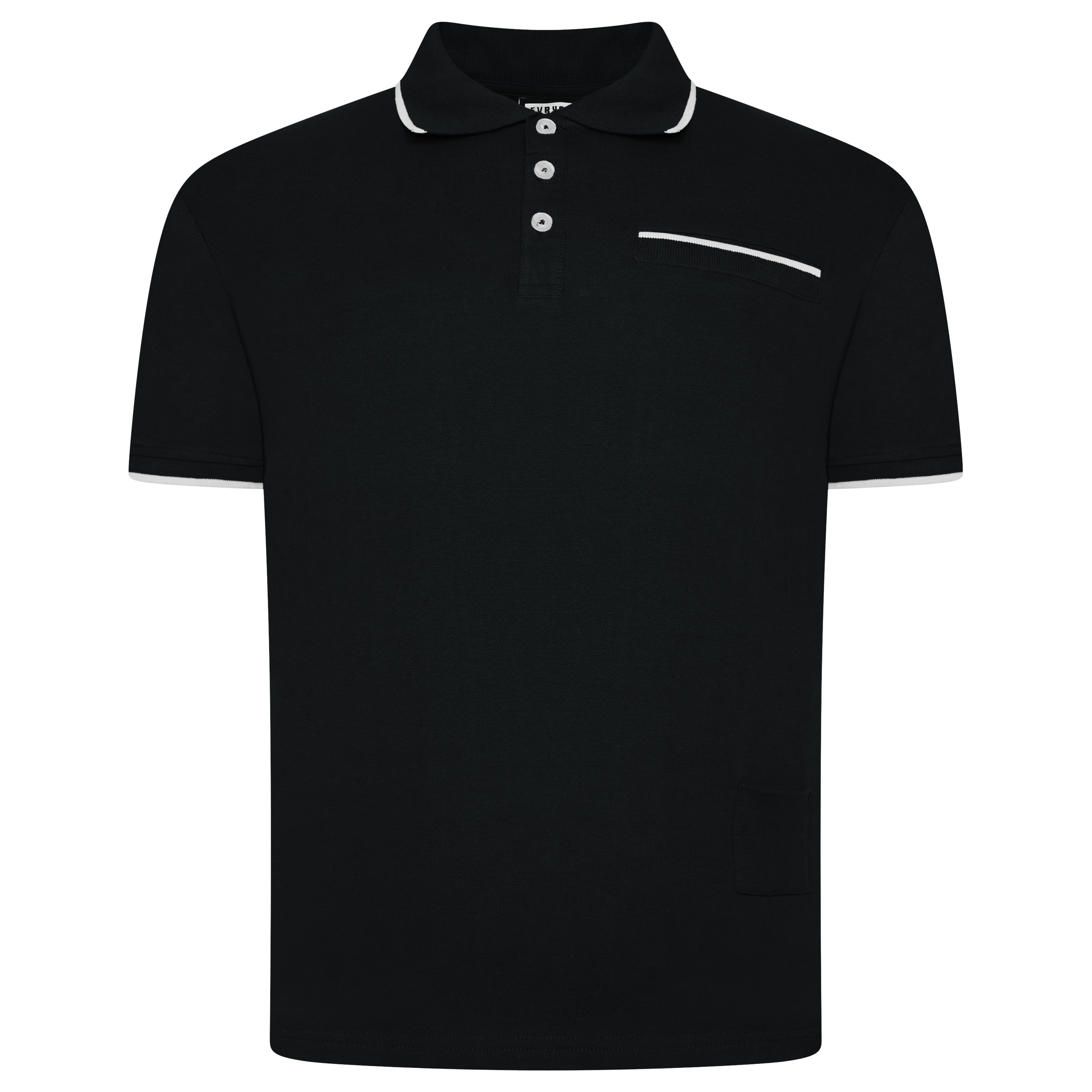 Evryone Contrast Tipped Polo Shirt – M Jet Black Evryone Contrast Tipped Polo Shirt – M Jet Black