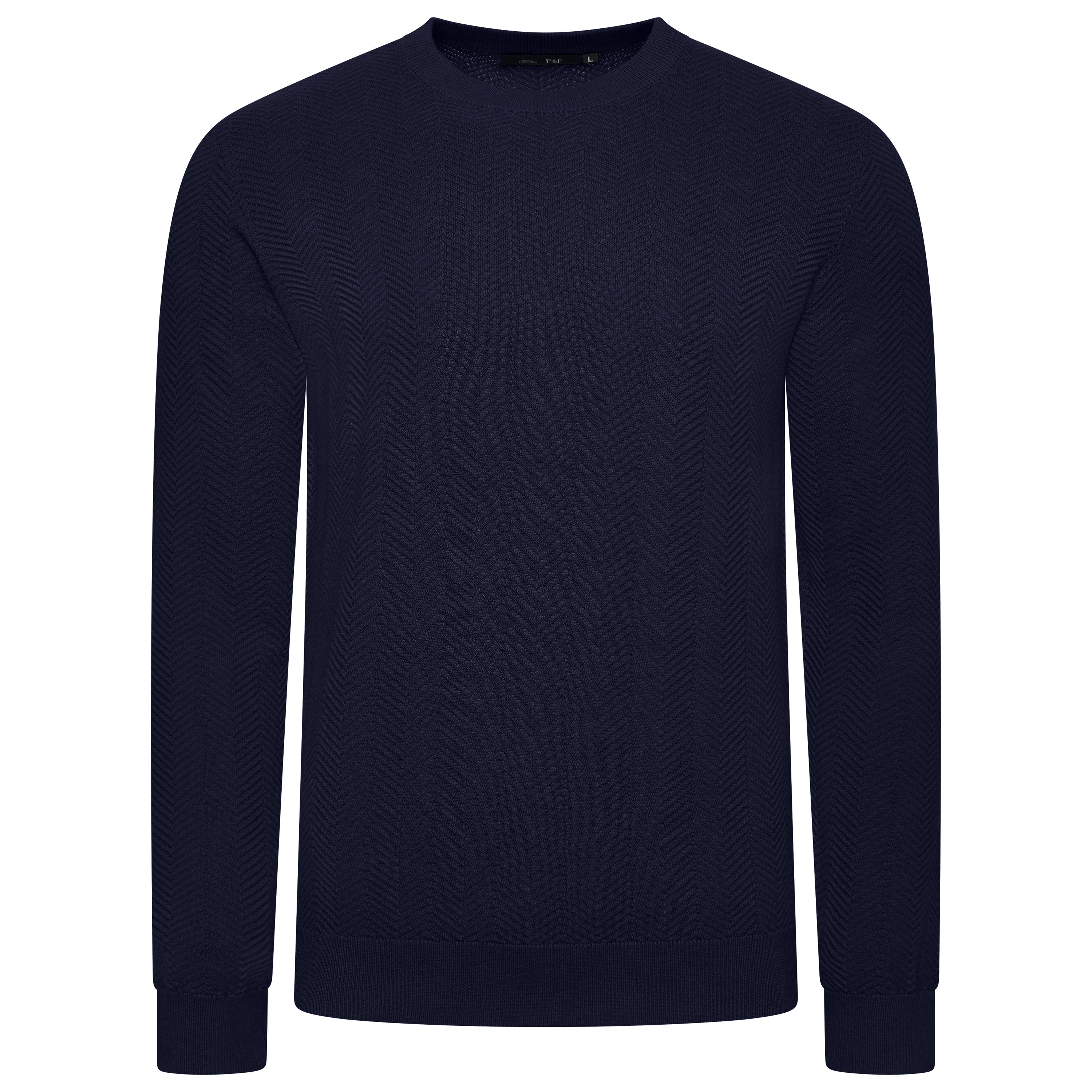 F&F Chevron Knit Pullover Jumper – Navy Blue