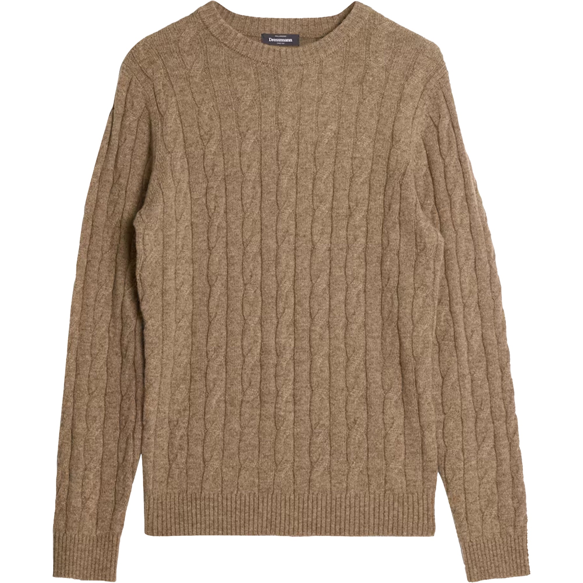 Dressmann Wool Blend Cable Knit Crew Neck Jumper – Mocha Dressmann Wool Blend Cable Knit Crew Neck Jumper – Mocha