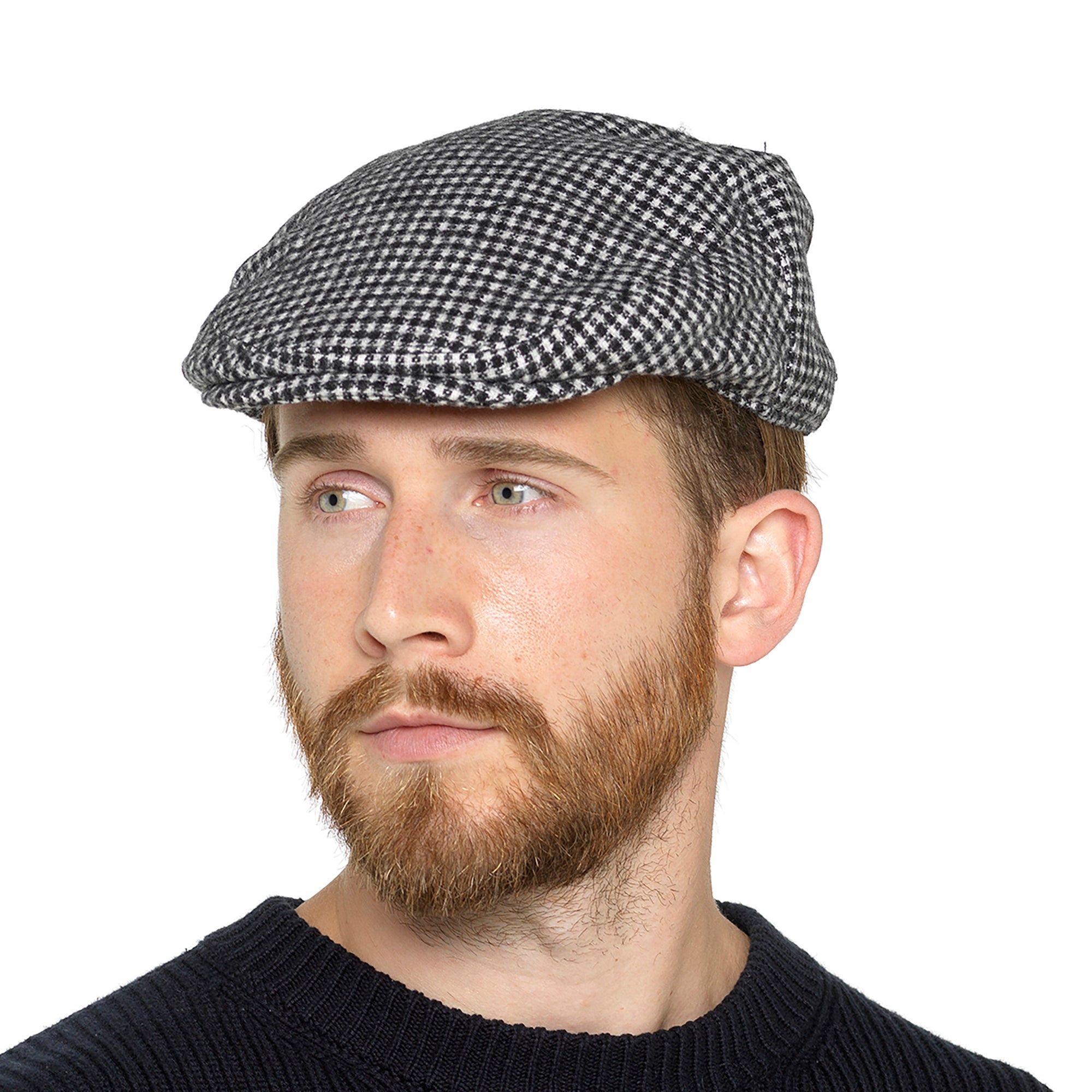 Tom Franks Flat Cap – L Black White Check Tom Franks Flat Cap – L Black White Check