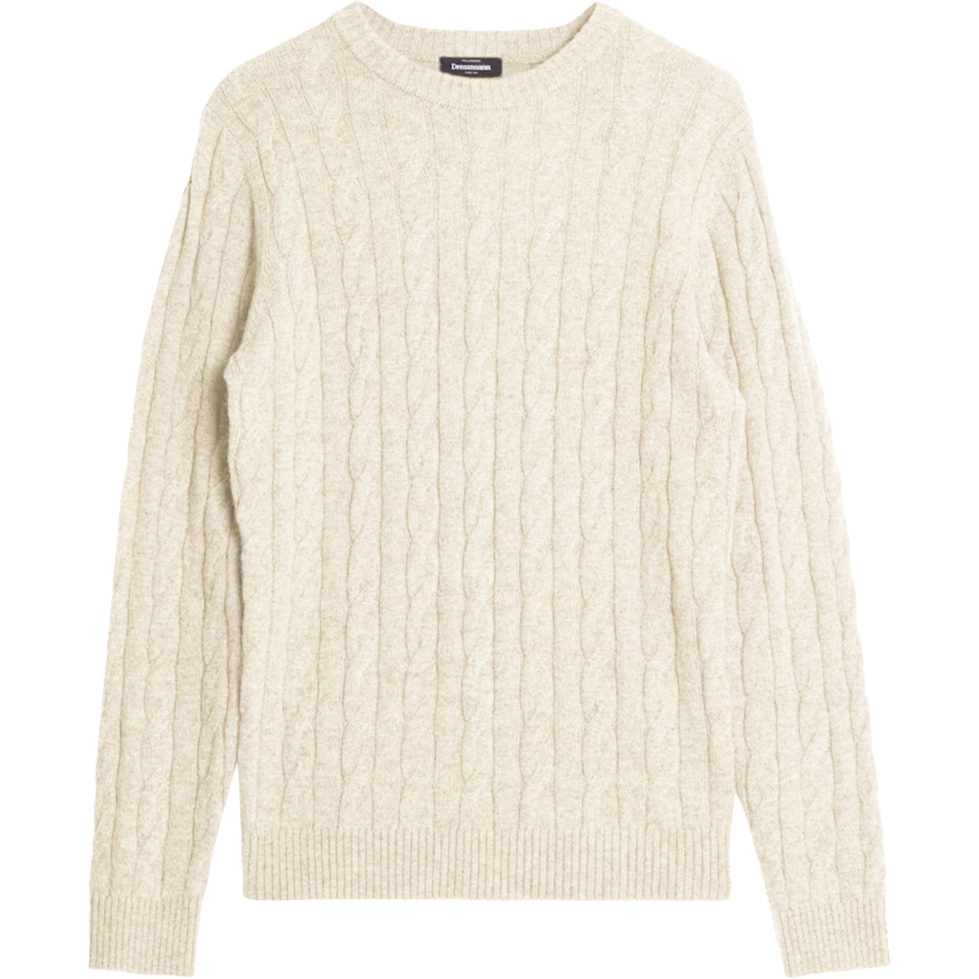 Dressmann Wool Blend Cable Knit Crew Neck Jumper – L Cream Dressmann Wool Blend Cable Knit Crew Neck Jumper – L Cream