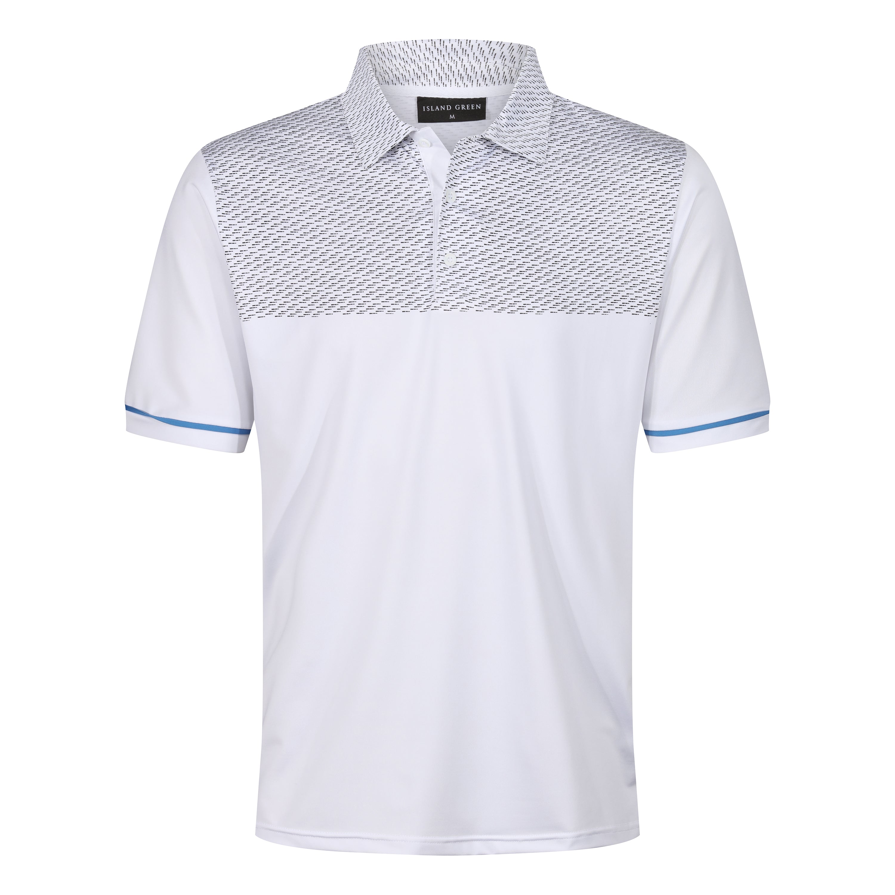 Island Green Dash Print Golf Sport Polo Shirt – White Island Green Dash Print Golf Sport Polo Shirt – White