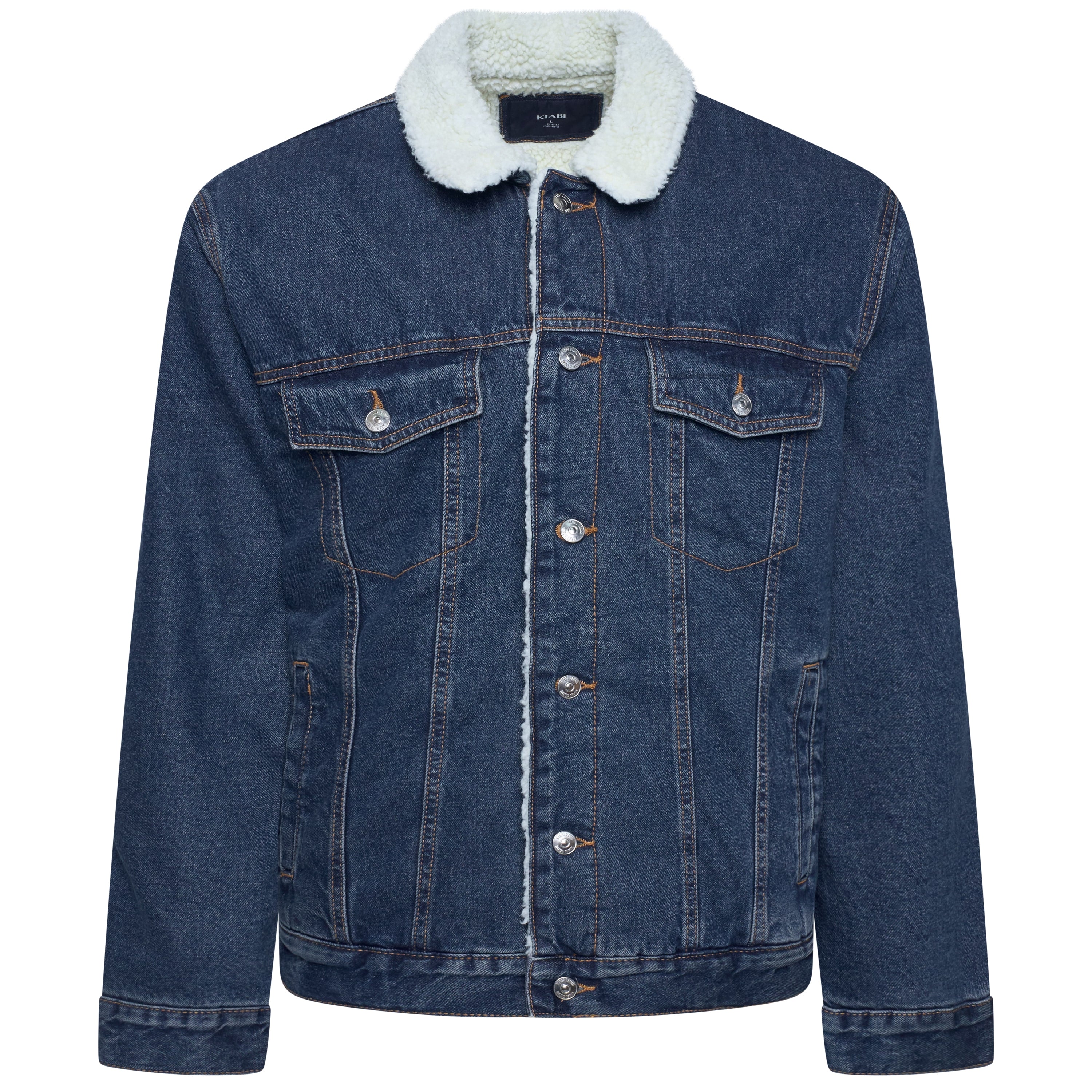 Kiabi Sherpa Fleece Lined Denim Jacket – M Dark Blue