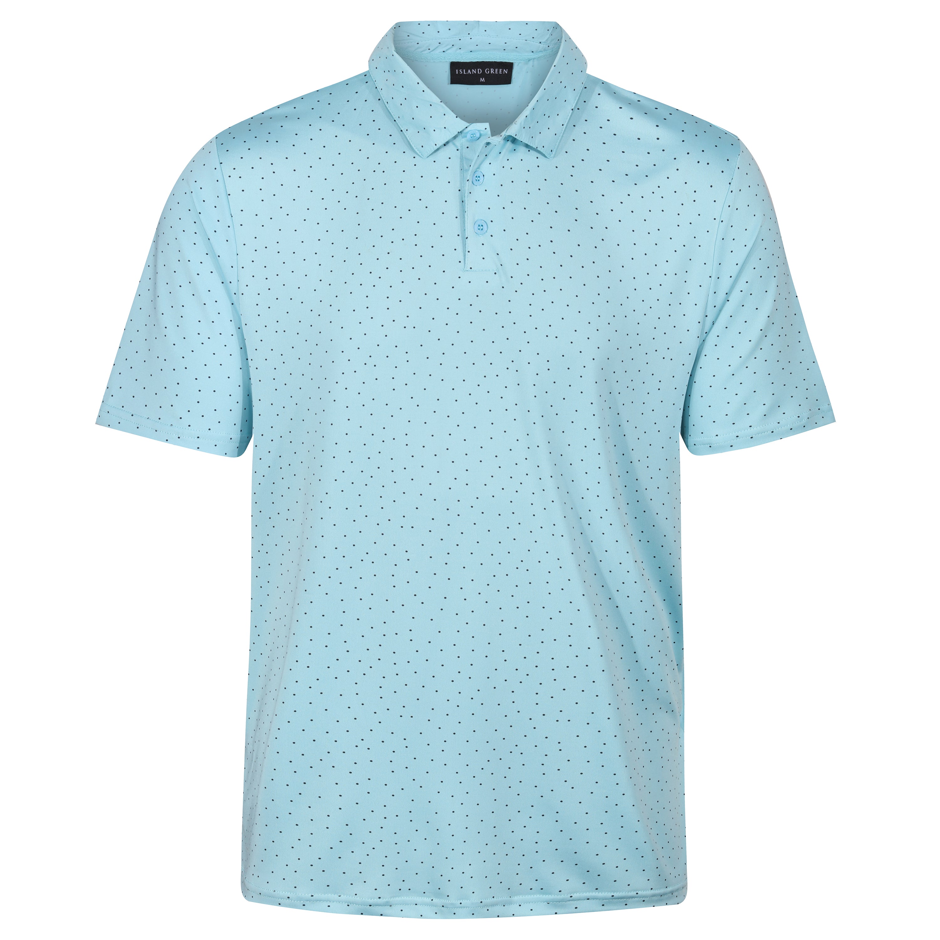 Island Green Dot Print Golf Sport Polo Shirt – Aqua Island Green Dot Print Golf Sport Polo Shirt – Aqua