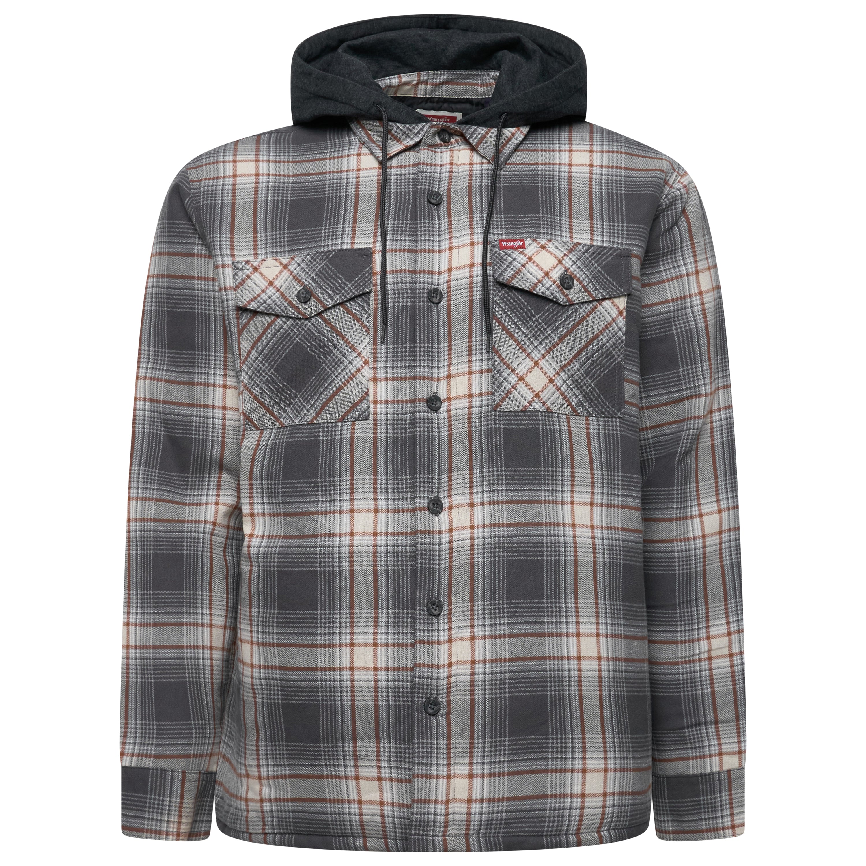 Wrangler Hooded Padded Overshirt Jacket – M Grey Check Wrangler Hooded Padded Overshirt Jacket – M Grey Check