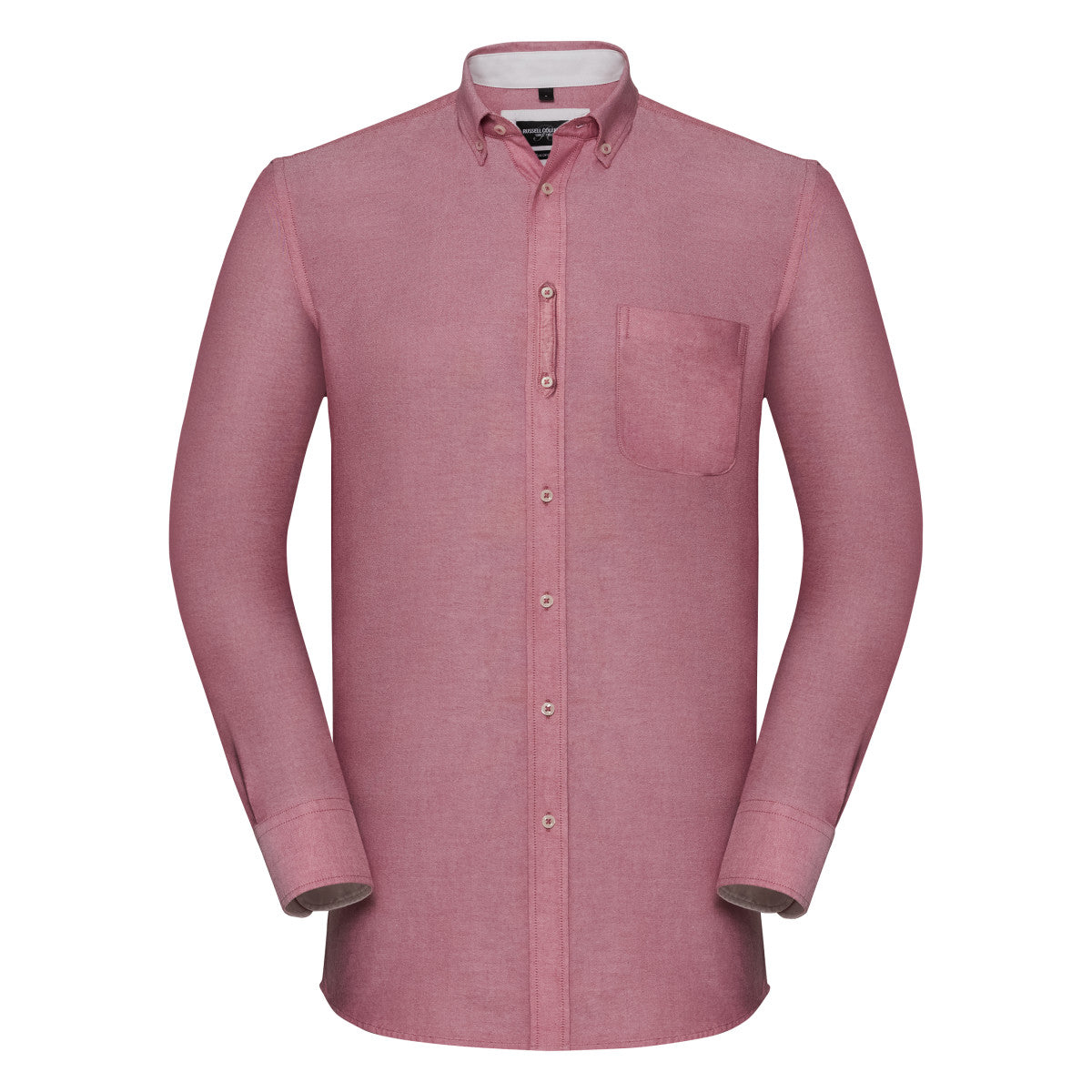 Organic Cotton Long Sleeve Oxford Shirt: Russell Collection – M Oxford Redcream Organic Cotton Long Sleeve Oxford Shirt: Russell Collection – M Oxford Redcream