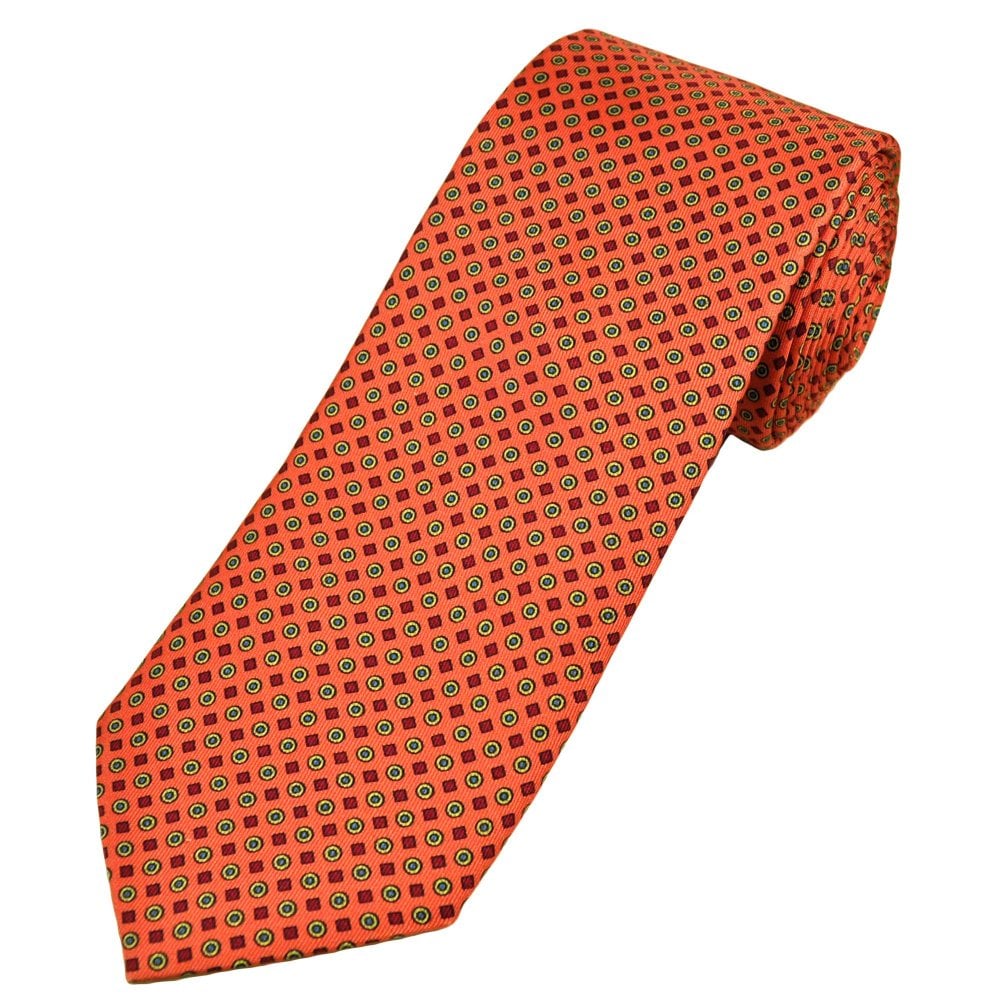 Profuomo Originale Orange, Burgundy, Yellow & Blue Patterned Men's Silk Designer Tie Profuomo Originale Orange, Burgundy, Yellow & Blue Patterned Men's Silk Designer Tie