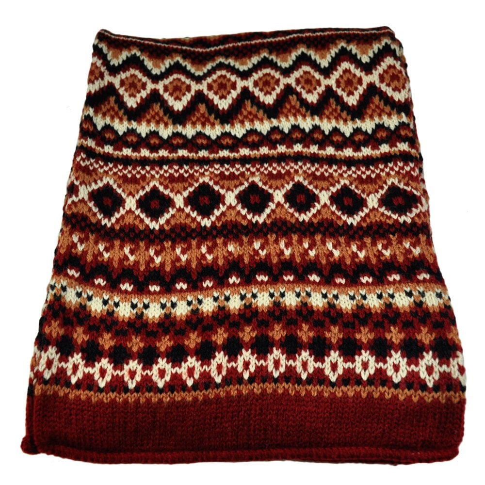 Red, Orange, Black & Cream Fair Isle Pattern Winter Scarf Red, Orange, Black & Cream Fair Isle Pattern Winter Scarf
