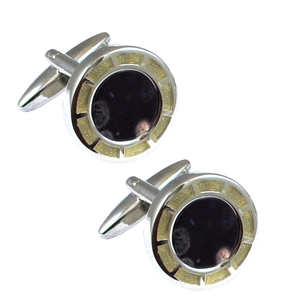Silver & Black Abstract Pattern Cufflinks Silver & Black Abstract Pattern Cufflinks