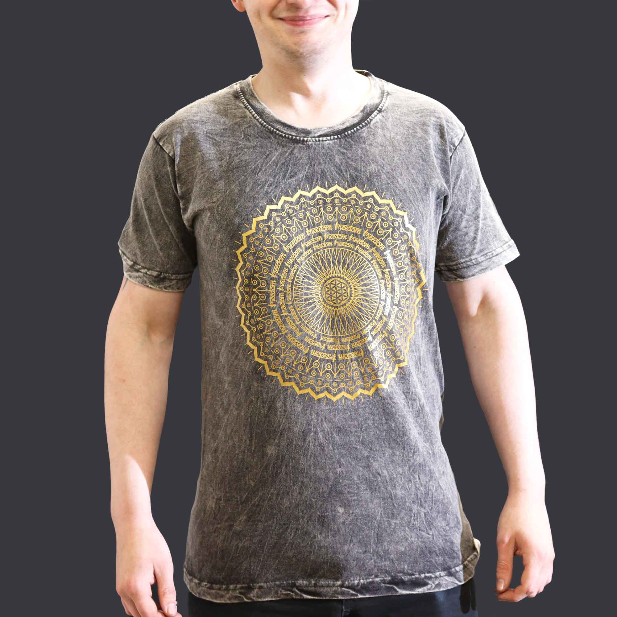 Stone Washed Shirt Small Mandala Dark Grey Stone Washed Shirt Small Mandala Dark Grey