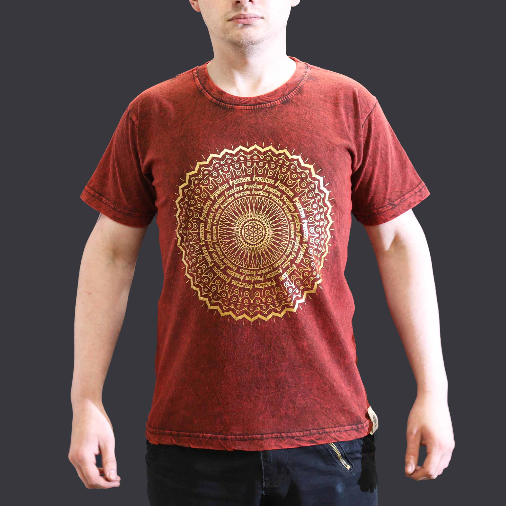 Shirt Stone Washed Mandala Maroon Small Shirt Stone Washed Mandala Maroon Small