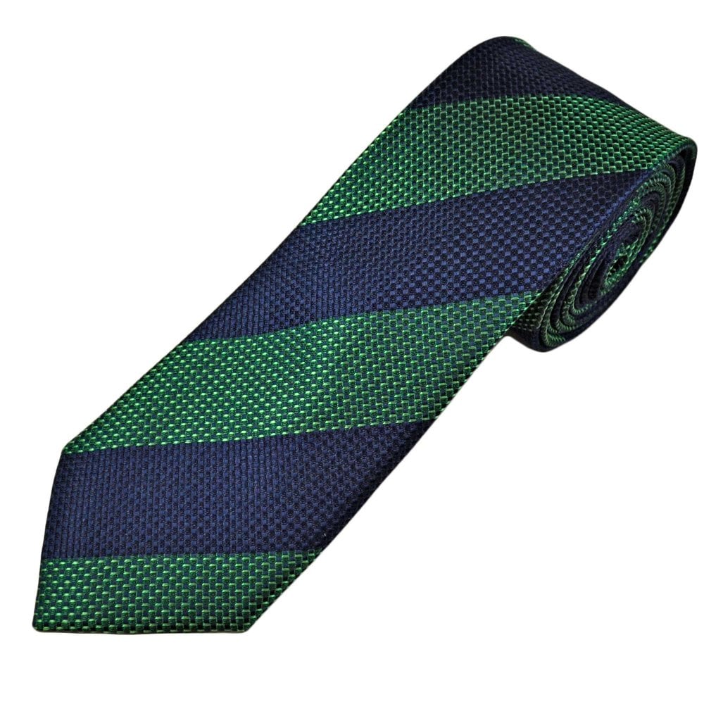 Tresanti Celeste Navy Blue & Green Striped Men's Silk Tie Tresanti Celeste Navy Blue & Green Striped Men's Silk Tie