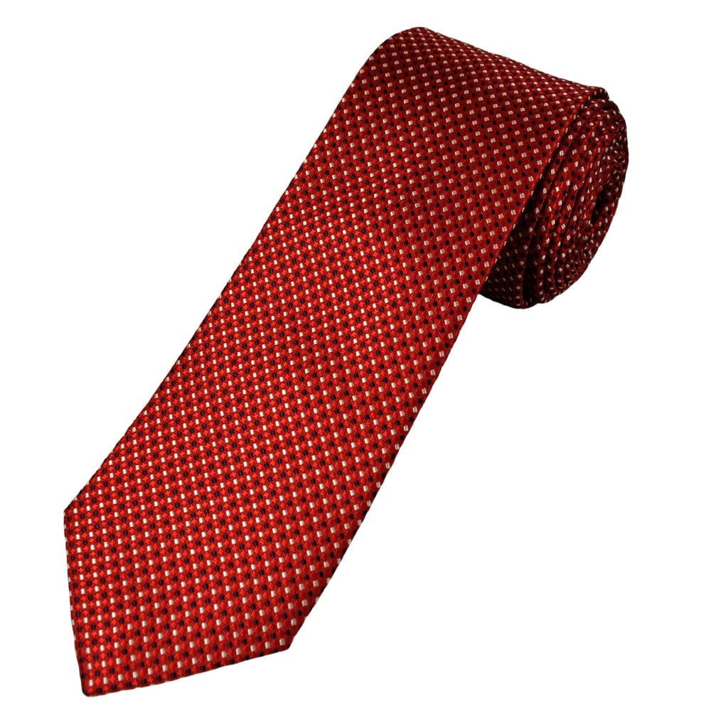 Tresanti Celeste Red, Navy Blue & Silver Micro Patterned Men's Silk Tie Tresanti Celeste Red, Navy Blue & Silver Micro Patterned Men's Silk Tie