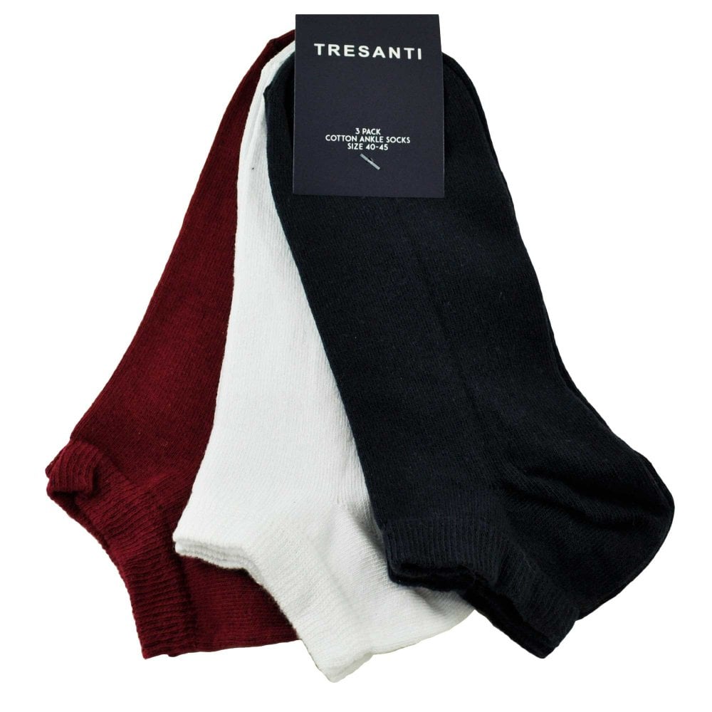 Tresanti Men's Trainer Socks Pack – Plain Navy Blue, White & Maroon Tresanti Men's Trainer Socks Pack – Plain Navy Blue, White & Maroon