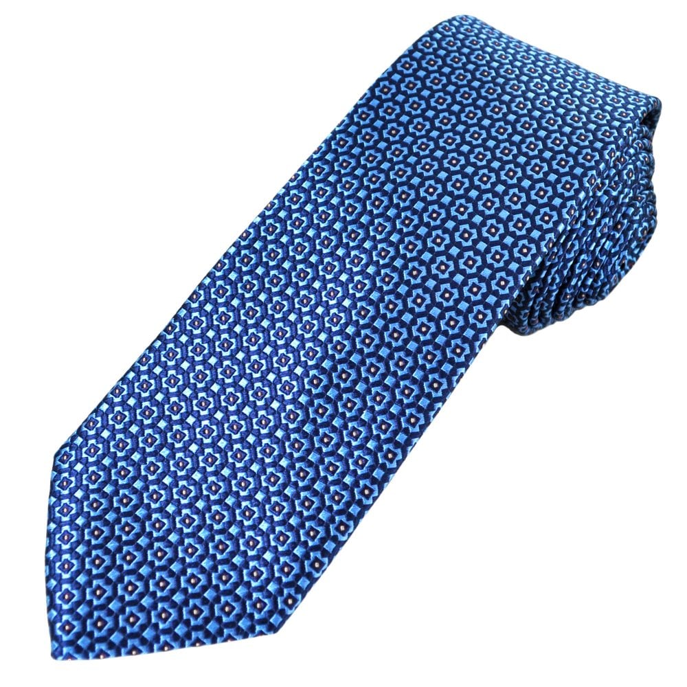 Tresanti Reale Navy, Light Blue & Grey Patterned Men's Silk Designer Tie Tresanti Reale Navy, Light Blue & Grey Patterned Men's Silk Designer Tie