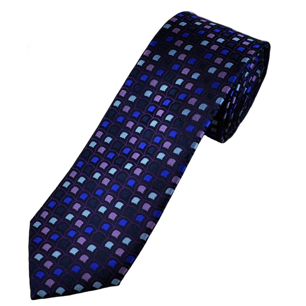 Tresanti Reale Shades Of Blue & Purple Pattern Men's Silk Tie Tresanti Reale Shades Of Blue & Purple Pattern Men's Silk Tie