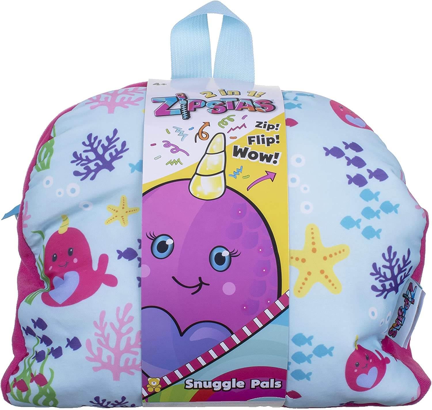 Zipstas Snuggle Pals Cuddly Narwhal in Reversible Backpack Zipstas Snuggle Pals Cuddly Narwhal in Reversible Backpack