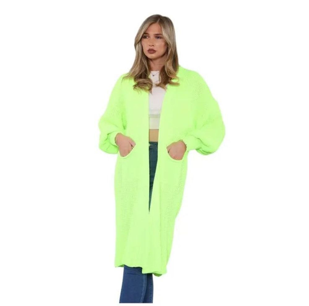 Ladies Balloon Sleeve Cardigan – One Size- Lime Green Ladies Balloon Sleeve Cardigan – One Size- Lime Green
