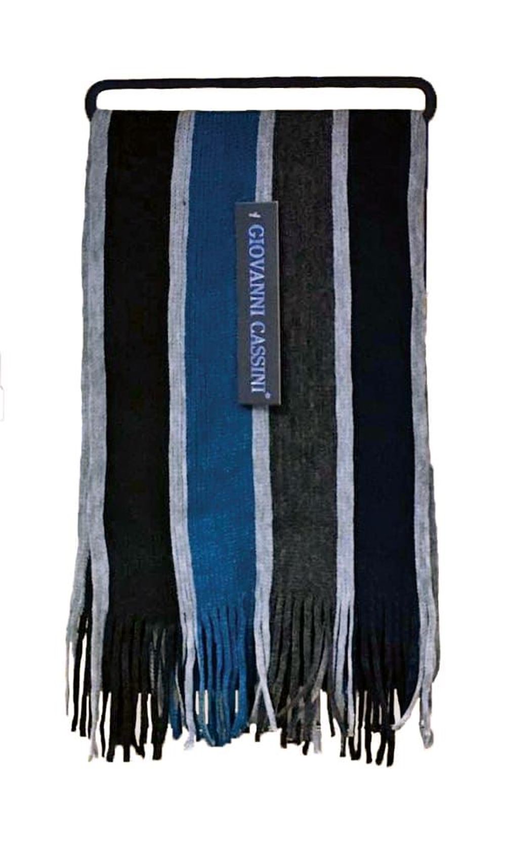 Giovanni Cassini – Mens Striped Scarf – One Size Turquoise Grey Giovanni Cassini – Mens Striped Scarf – One Size Turquoise Grey