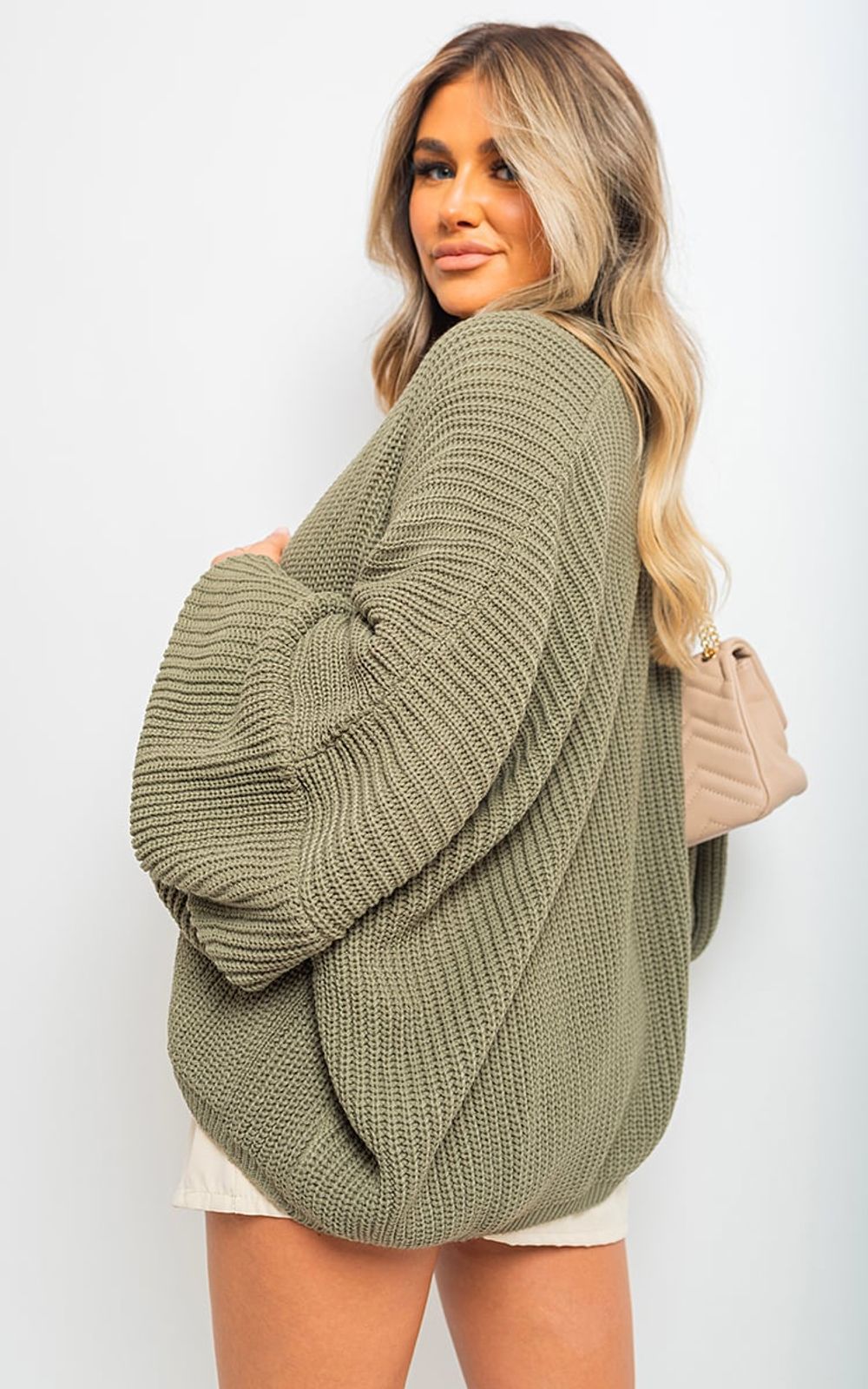 Cozy & Chic Knitted Balloon Sleeve Cardigan – High-Quality, Versatile, and Trendy! – ML Khaki Cozy & Chic Knitted Balloon Sleeve Cardigan – High-Quality, Versatile, and Trendy! – ML Khaki