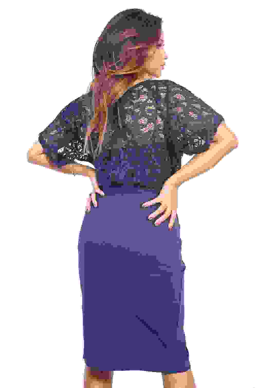 Norah Floral Lace Sleeve Tie Waist Midi Dress – Navy Norah Floral Lace Sleeve Tie Waist Midi Dress – Navy