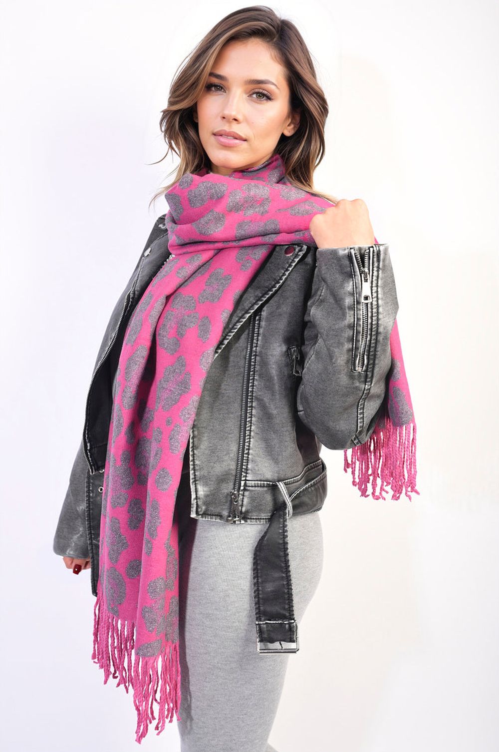 Bold Animal Print Scarf, High Quality & Stylish – SIZE Fuschia Bold Animal Print Scarf, High Quality & Stylish – SIZE Fuschia
