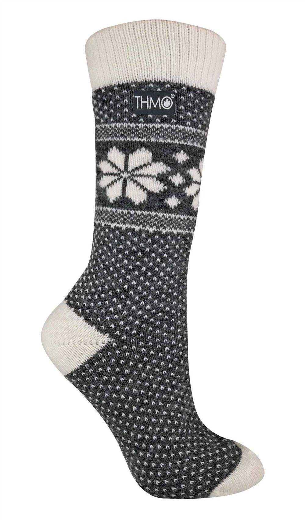 Ladies Festive THMO Wool Thermal Socks – Stay Warm and Stylish All Winter Long! – – Fairisle Grey Cream Ladies Festive THMO Wool Thermal Socks – Stay Warm and Stylish All Winter Long! – – Fairisle Grey Cream
