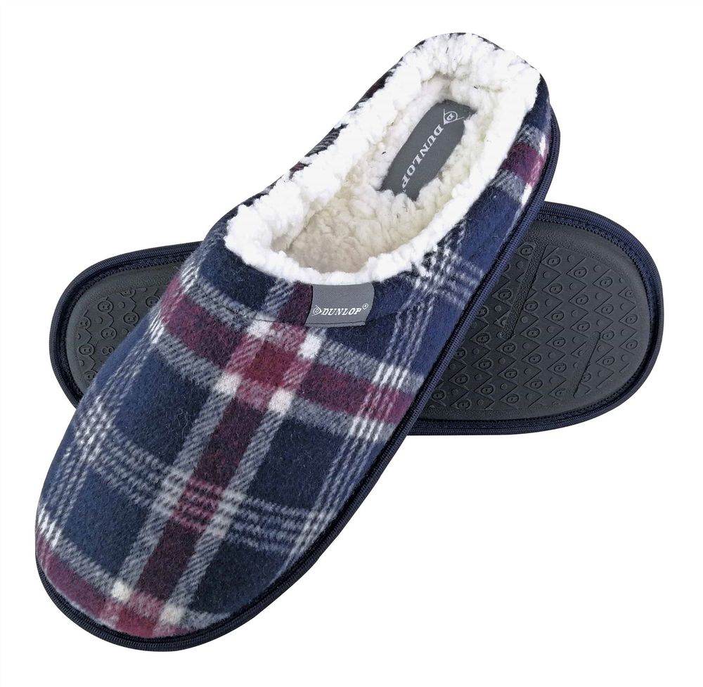 Dunlop – Mens Slippers – CHECKERED – Navy Dunlop – Mens Slippers – CHECKERED – Navy