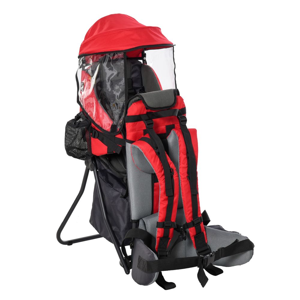 Baby Hiking Backpack Carrier w Detachable Rain Cover for Toddlers Red HOMCOM Baby Hiking Backpack Carrier w Detachable Rain Cover for Toddlers Red HOMCOM