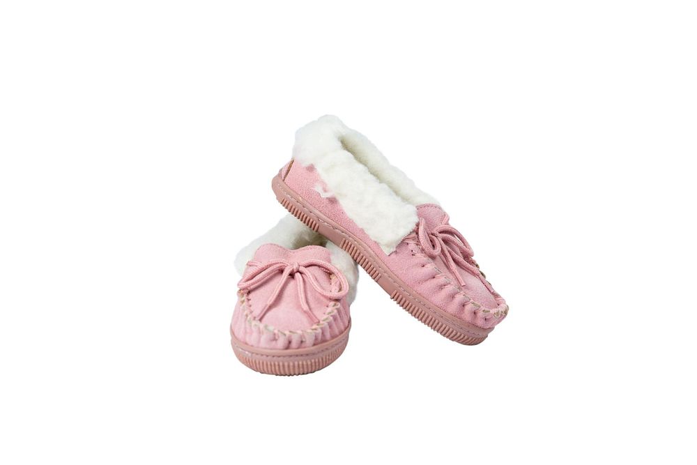 Nordvek Childrens Suede Moccasin Slippers – Rubber Sole – – – Kids Pink Nordvek Childrens Suede Moccasin Slippers – Rubber Sole – – – Kids Pink