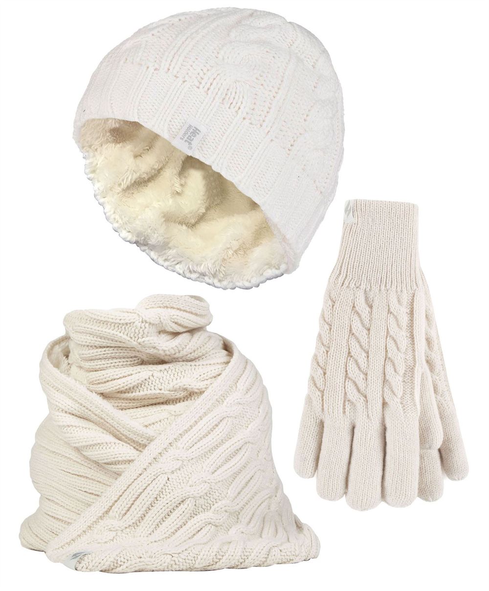 Heat Holders – Ladies Hat, Scarf & Gloves Set – M-L Cream Heat Holders – Ladies Hat, Scarf & Gloves Set – M-L Cream