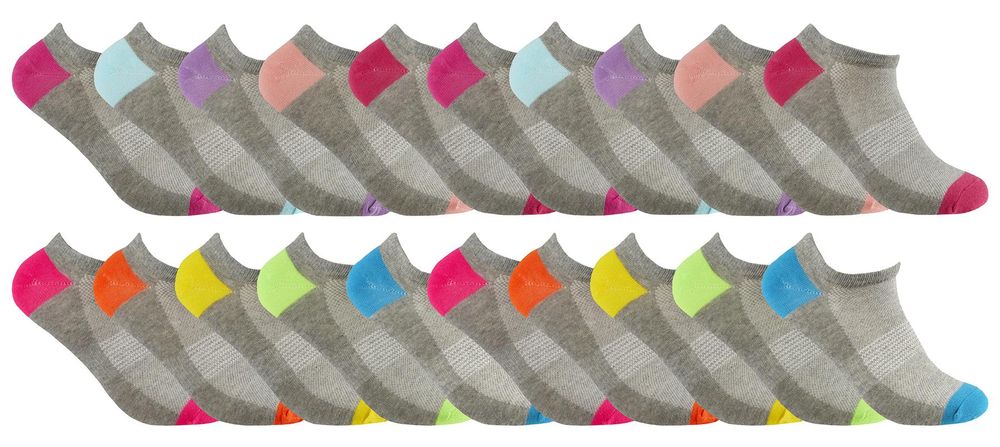 PAIRS – Ladies Grey H&T Trainer Socks – – Grey PAIRS – Ladies Grey H&T Trainer Socks – – Grey