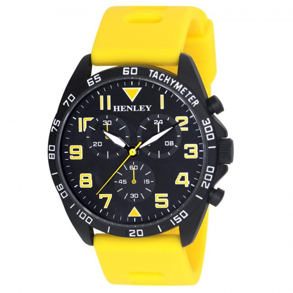 Henley Men’s Multi Eye Black Dial Yellow Sports Watch H. – Large Silicone Strap – High-Quality & Stylish Henley Men’s Multi Eye Black Dial Yellow Sports Watch H. – Large Silicone Strap – High-Quality & Stylish