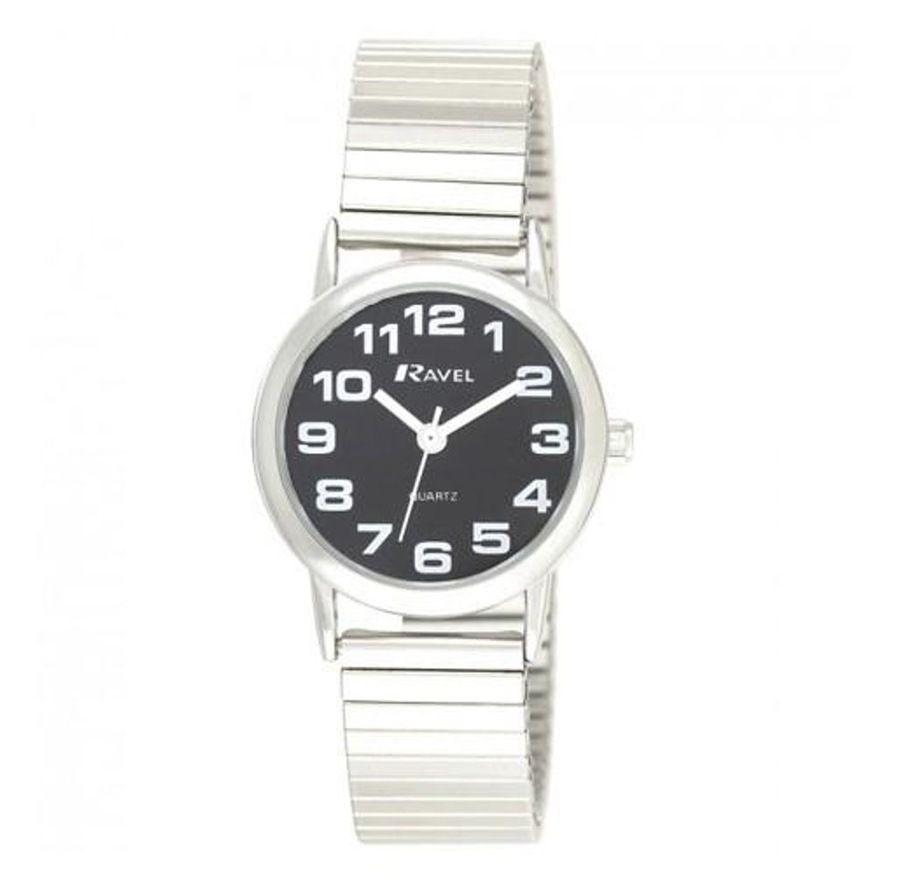 Stylish Ravel Ladies Chrome Black Dial Watch Stylish Ravel Ladies Chrome Black Dial Watch