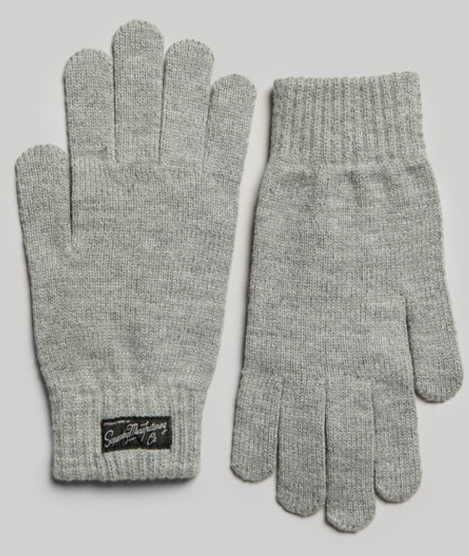Superdry & Co Unisex Essential Logo Gloves Grey Silver Marl – Size: SM