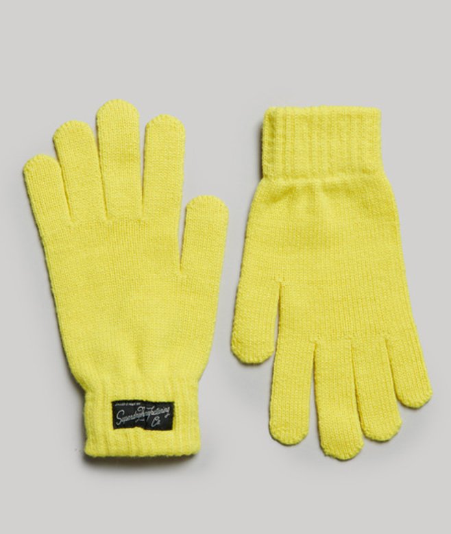 Superdry & Co Unisex Essential Logo Gloves Yellow Highlight Marl – Size: ML