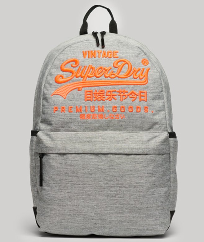 Superdry & Co Ladies Embroidered Heritage Montana Backpack, Light Grey and Orange Superdry & Co Ladies Embroidered Heritage Montana Backpack, Light Grey and Orange
