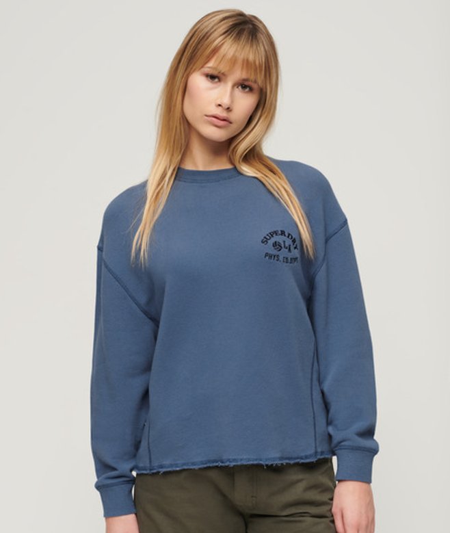 Superdry & Co Ladies Classic Embroidered Logo Athletic Essential Sweatshirt, Blue, Size: Superdry & Co Ladies Classic Embroidered Logo Athletic Essential Sweatshirt, Blue, Size: