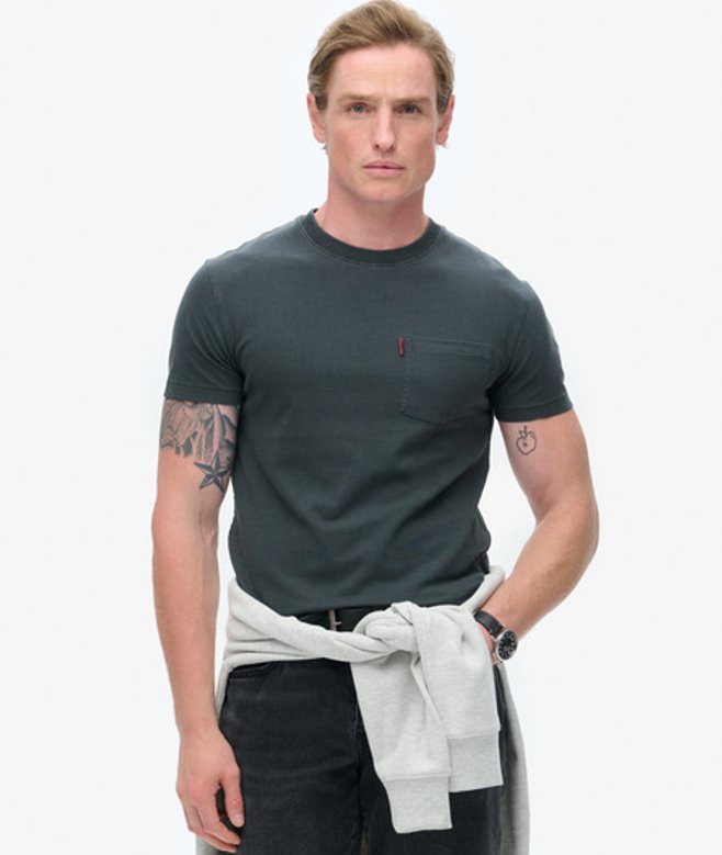 Superdry & Co Men’s Essential Washed Pocket Crew Neck Shirt, Black, Size: Superdry & Co Men’s Essential Washed Pocket Crew Neck Shirt, Black, Size: