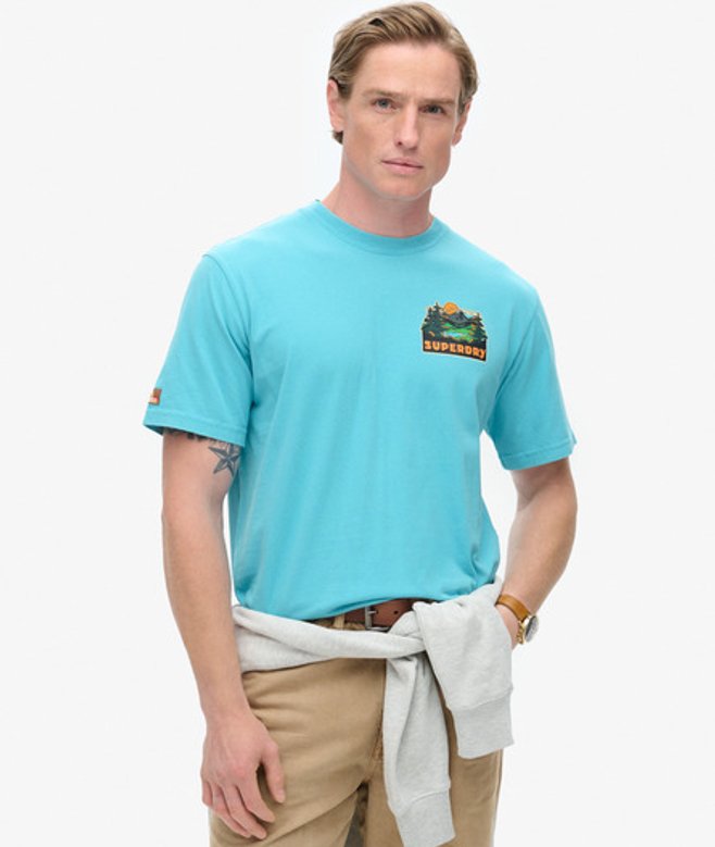 Superdry & Co Men’s Travel Postcard Chest Print shirt Blue Maui Blue – Size: Superdry & Co Men’s Travel Postcard Chest Print shirt Blue Maui Blue – Size: