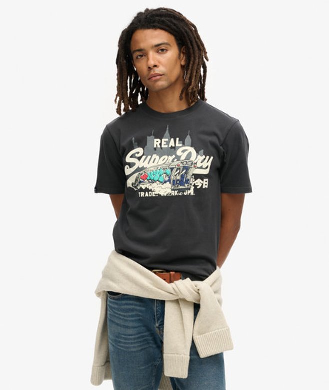 Superdry & Co Men’s New York Graphic shirt Black Blackboard – Size: Superdry & Co Men’s New York Graphic shirt Black Blackboard – Size: