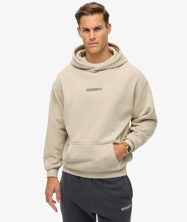 Superdry & Co Men’s Micro Logo Graphic Loose Hoodie Beige Chateau Beige – Size: Superdry & Co Men’s Micro Logo Graphic Loose Hoodie Beige Chateau Beige – Size:
