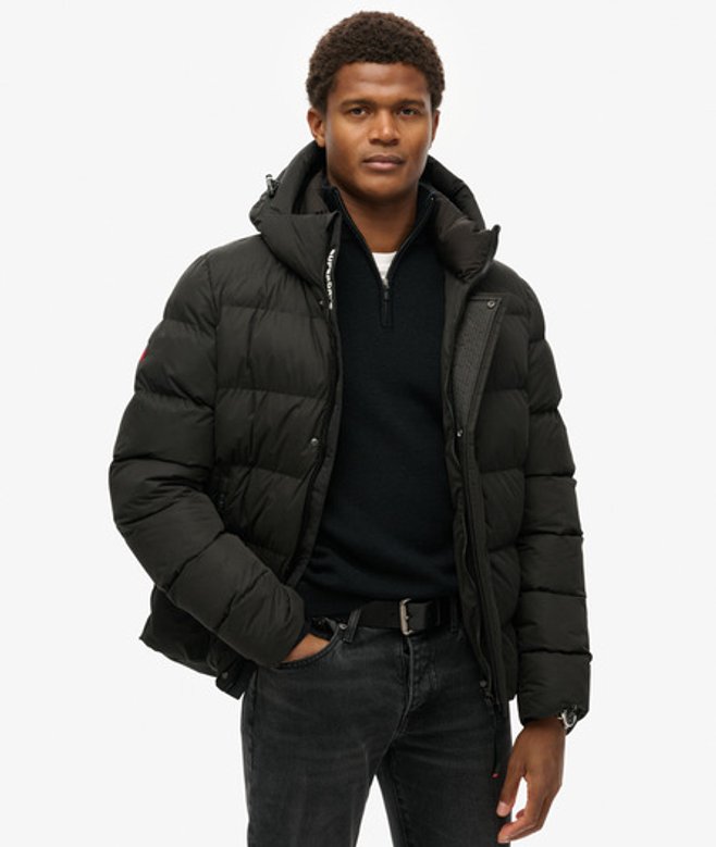 Superdry & Co Men’s Hooded Microfibre Sport Puffer Jacket Black – Size: Xxl Superdry & Co Men’s Hooded Microfibre Sport Puffer Jacket Black – Size: Xxl