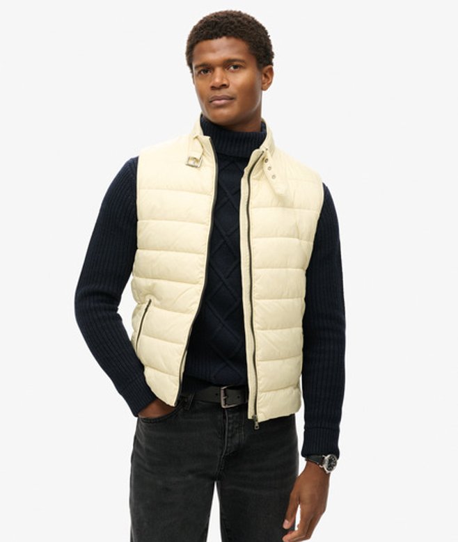 Superdry & Co Men’s Lightweight Padded Gilet Beige Pelican Beige – Size: Superdry & Co Men’s Lightweight Padded Gilet Beige Pelican Beige – Size: