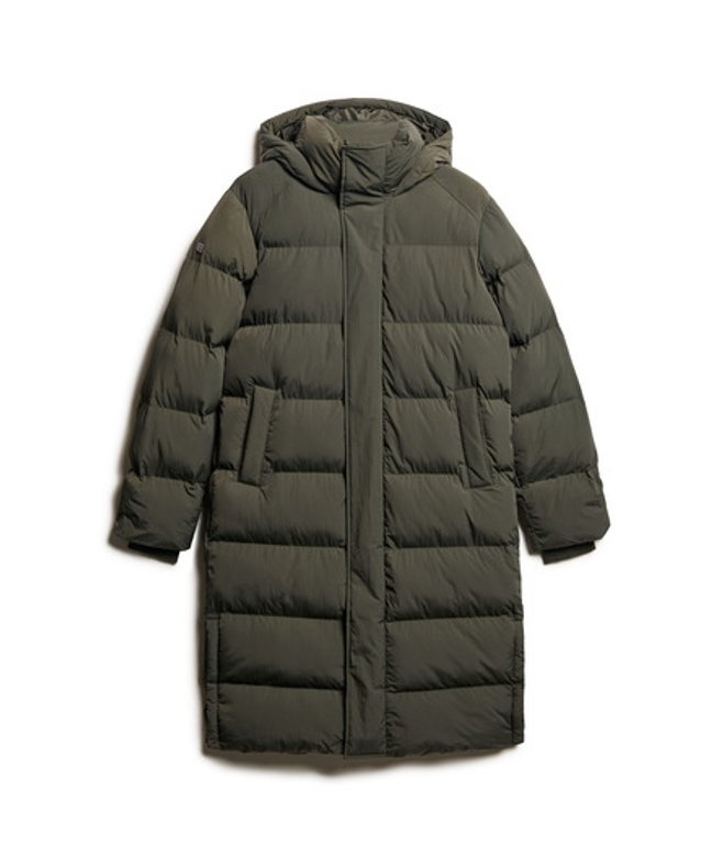 Superdry & Co Men’s Hooded Long Puffer Jacket Green Surplus Goods Olive Green – Size: Xxl